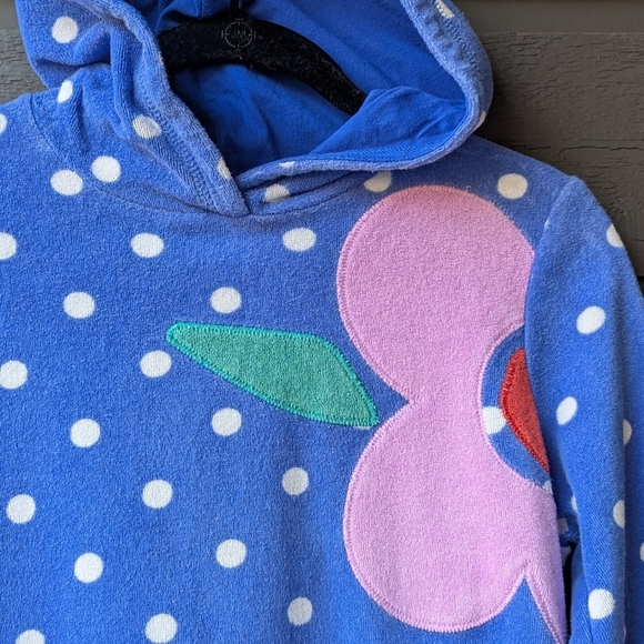 Mini Boden Polka Dot Flowers Terrycloth Beach Swim Coverup Shower Robe 9-10Y - Picture 2 of 7